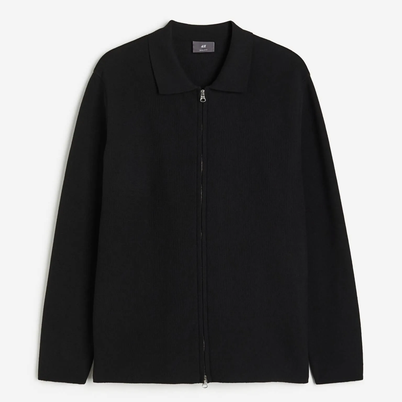 H&M Regular Fit Cardigan With Zipper, black