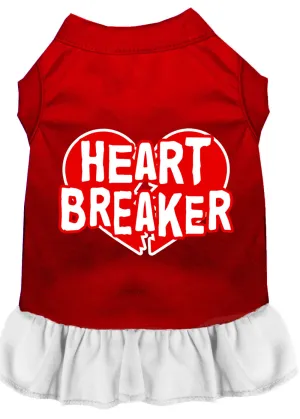 Heart Breaker Screen Print Dress Red With White Sm