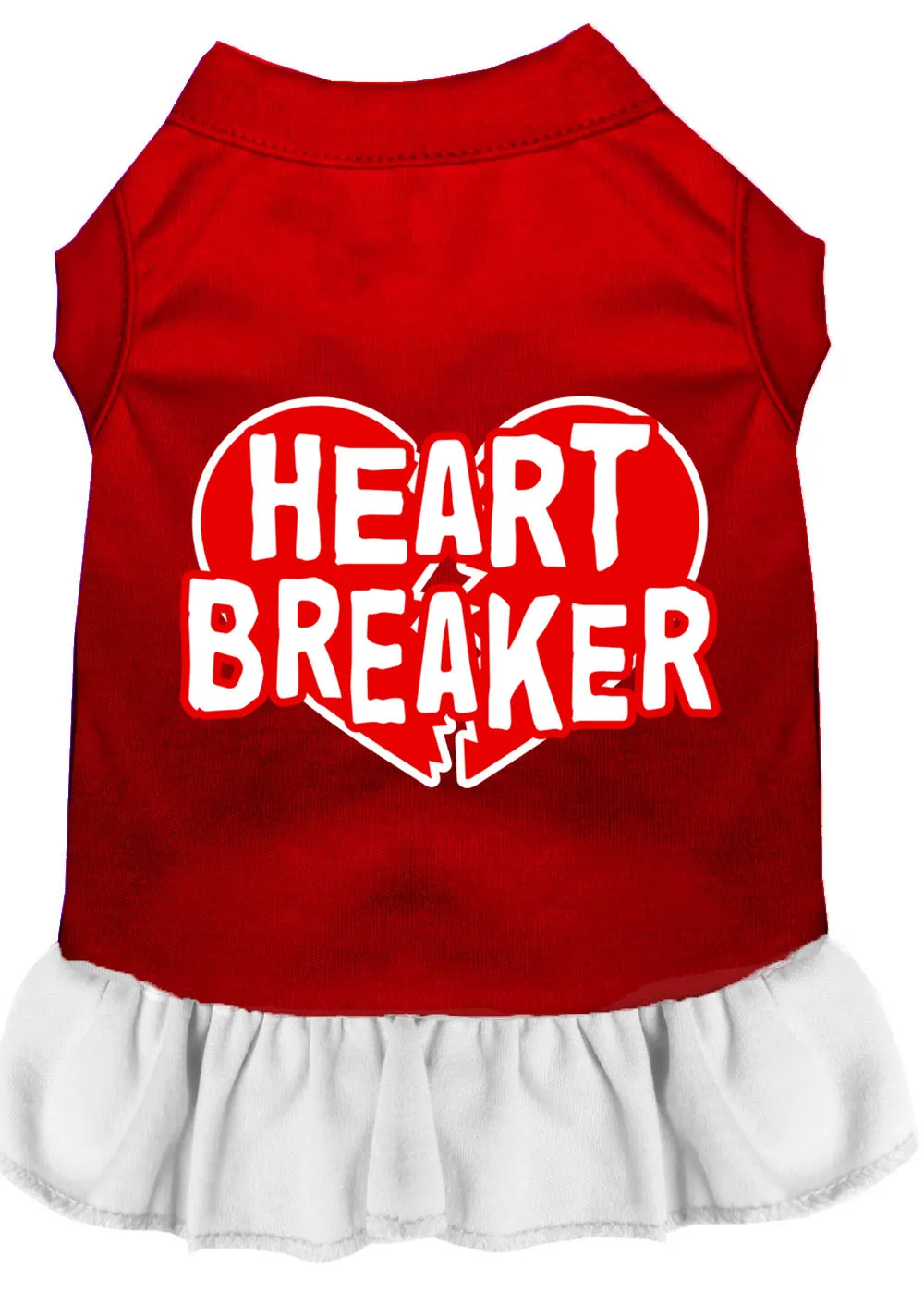 Heart Breaker Screen Print Dress Red With White Sm