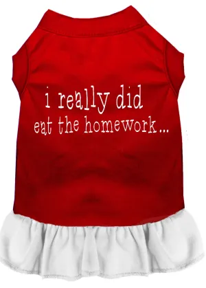 I Really Did Eat The Homework Screen Print Dress Red With White Xxl