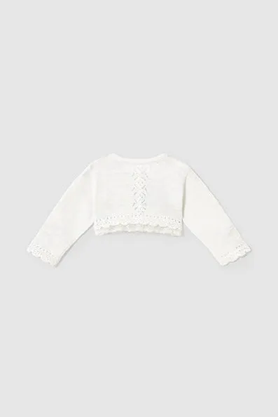 infant lace trim cardigan