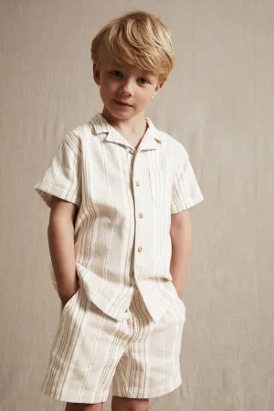 Kids sand striped short-sleeved shirt