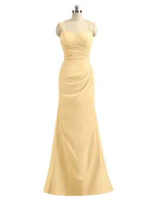 Lace Appliqued Strap Sheath Open Back Dress Gold Plus Size