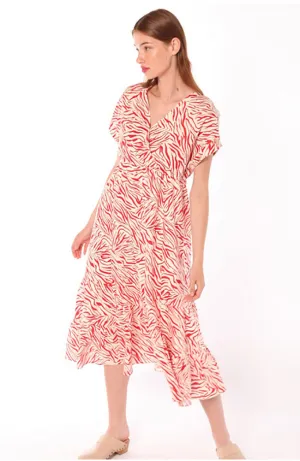 Libby Zebra Print S/S Maxi Dress