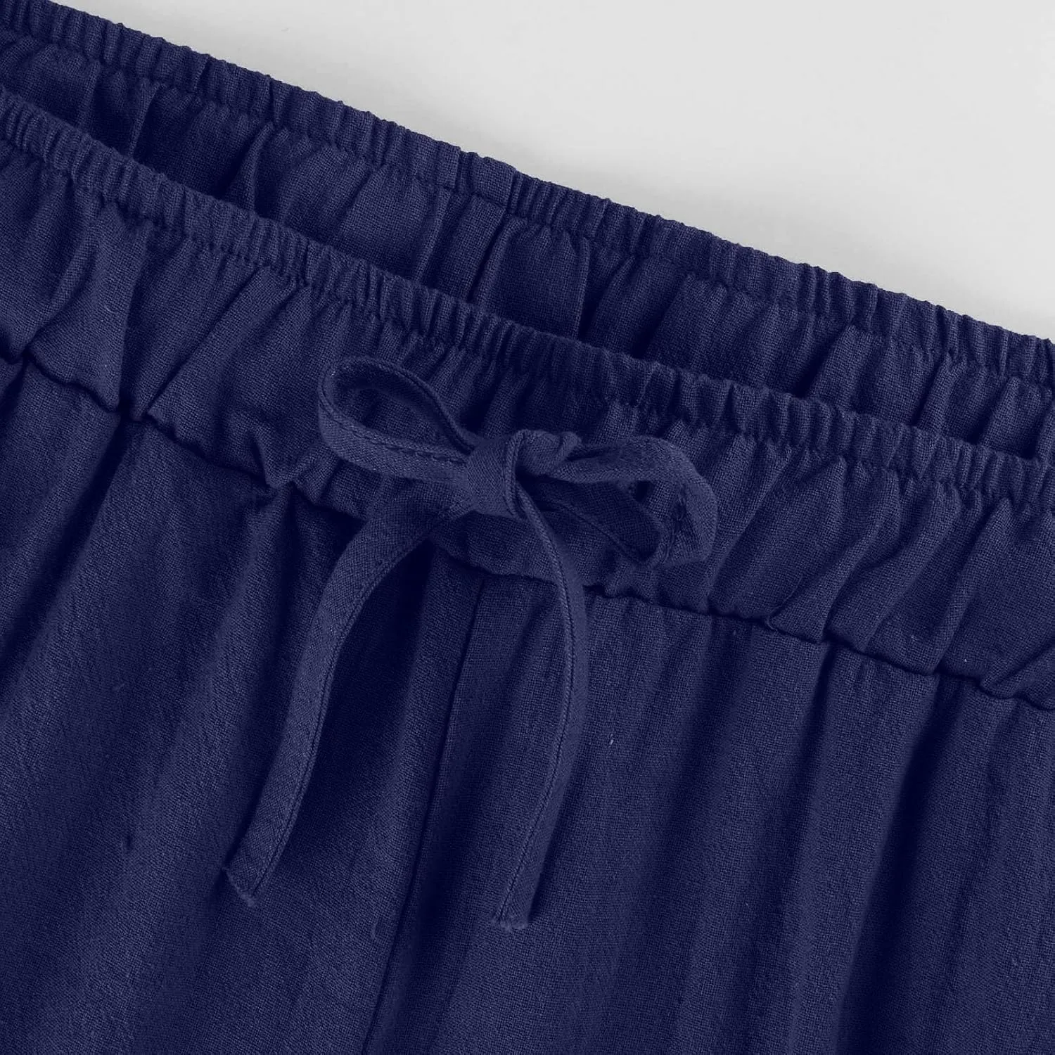 Linen Wide Leg Pants for Women Cotton Boho Elastic Waist Pants with Pockets 2025 Summer Business Causal Palazzo Pants