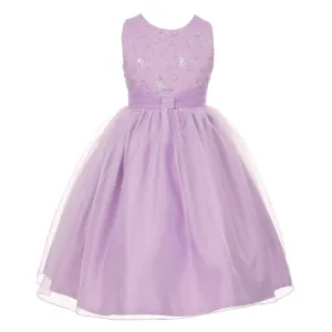 Little Girls Lilac Organza Sparkly Elegant Occasion Dress 2-6