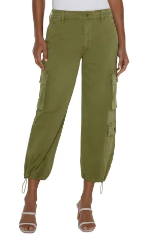Liverpool Utility Cargo Crop with Cinch Hem Eucalyptus