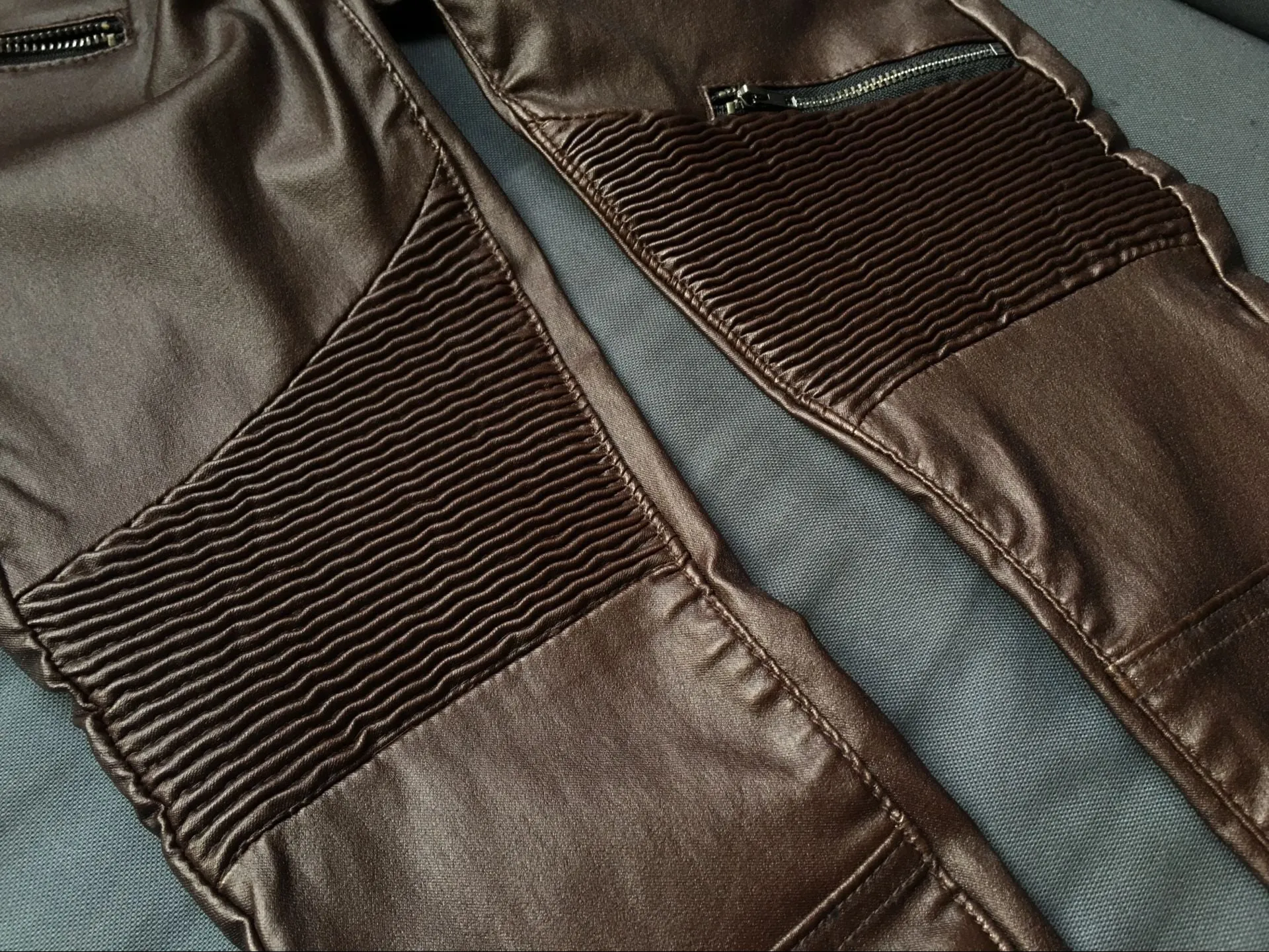 Low Waist Zippers Decoration Long Slim PU Pants