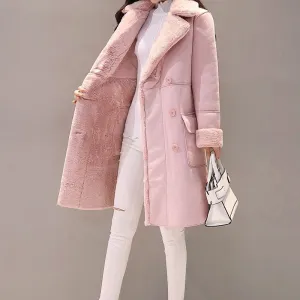 Mid-length deerskin velvet coat