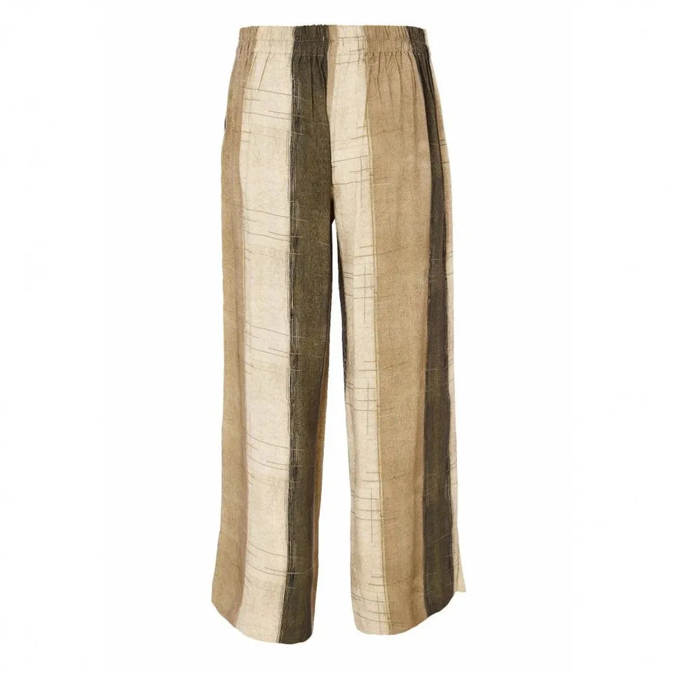 Naya Army Wide Leg Cropped Trousers With Slit At Hem