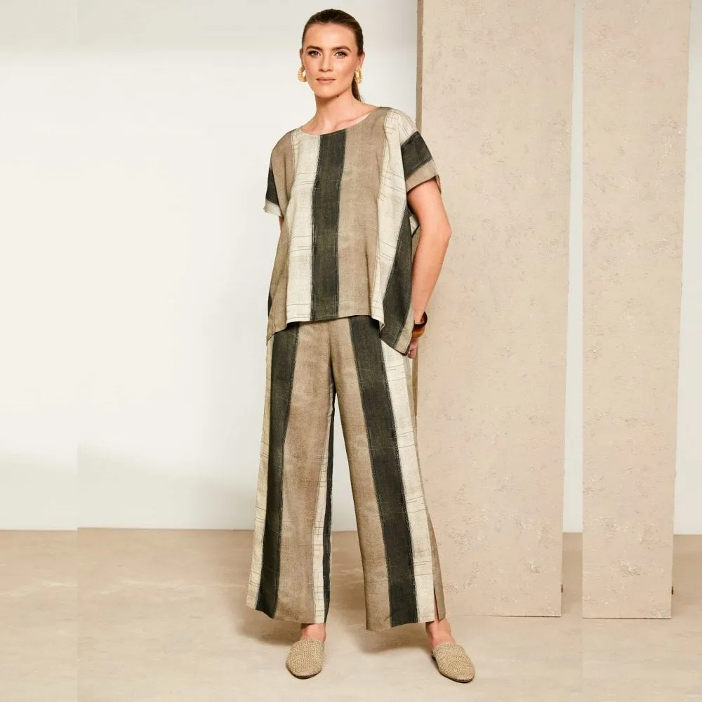 Naya Army Wide Leg Cropped Trousers With Slit At Hem