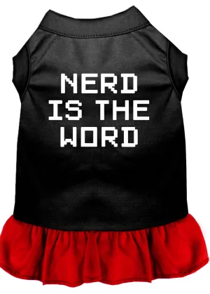 Nerd Is The Word Screen Print Dress Black With Red Med