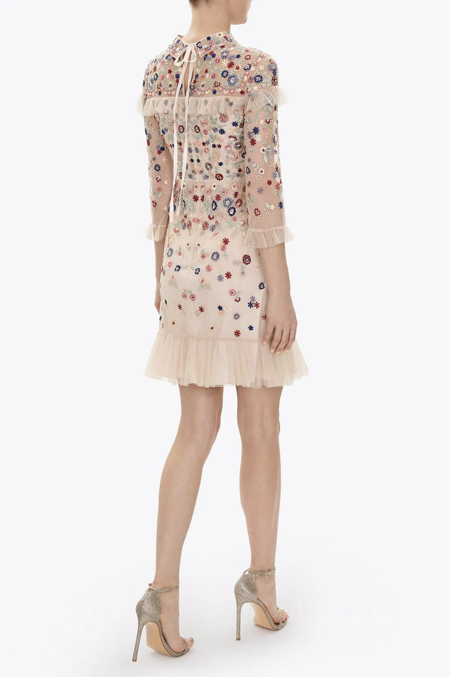 Nude Posy Floral Tulle Midi Dress (Pre-loved)