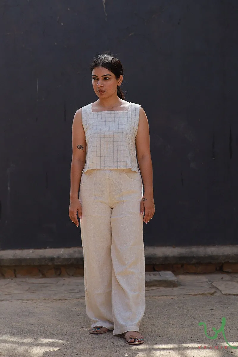 Off White Crop Top & Pant Set