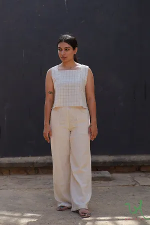Off White Crop Top & Pant Set