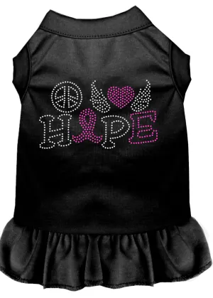 Peace Love Hope Breast Cancer Rhinestone Pet Dress Black Xl