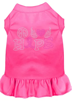 Peace Love Hope Breast Cancer Rhinestone Pet Dress Bright Pink Xxl