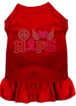 Peace Love Hope Breast Cancer Rhinestone Pet Dress Red Xs