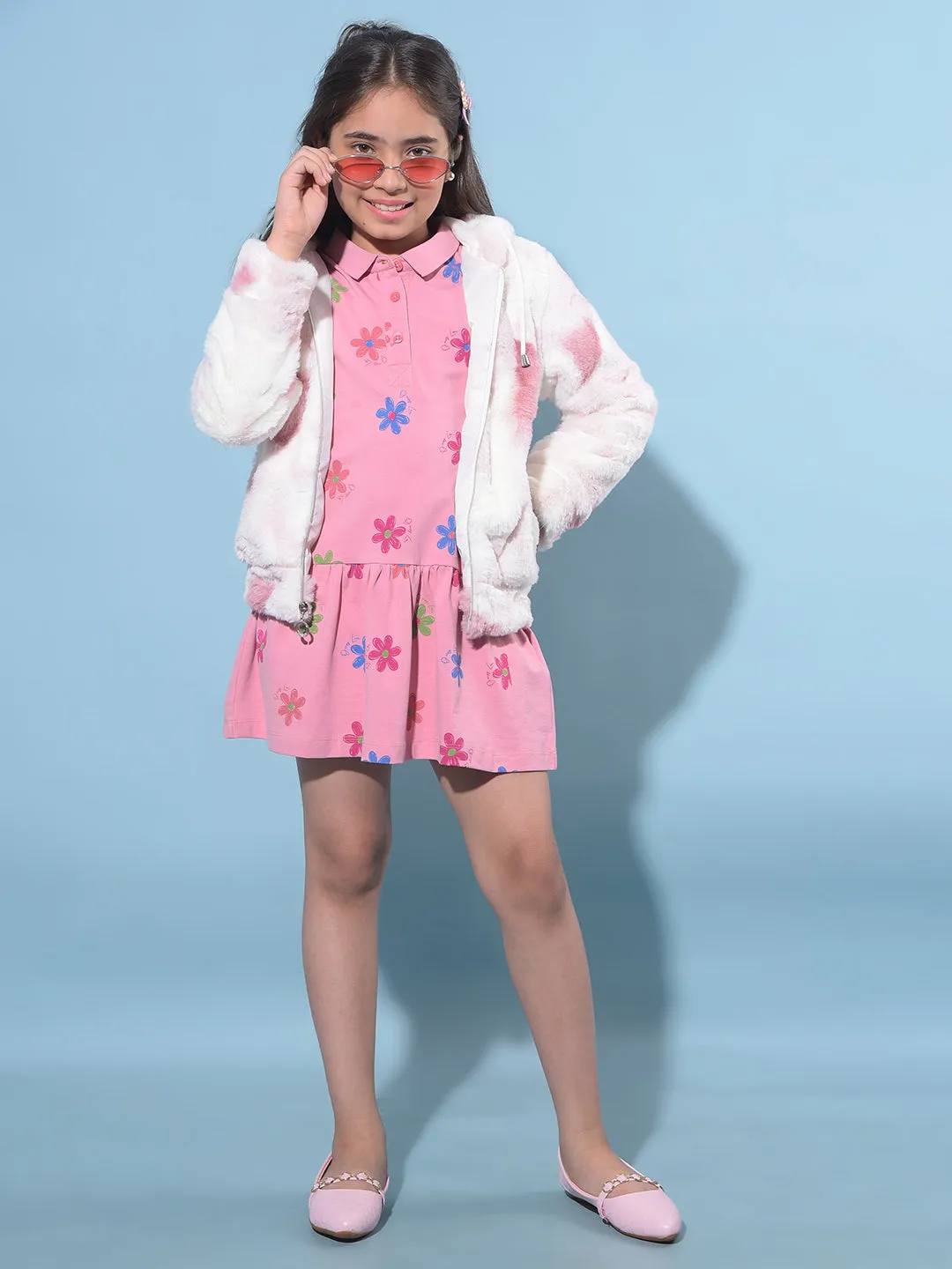 Pink Hooded Fur Jacket