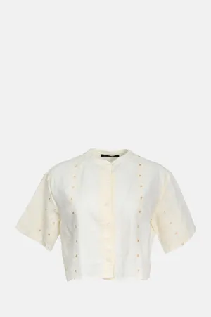 Pixel Cropped Shirt Natural/Ecru