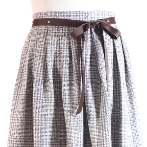 Plus Size Plaid Silk Pleated Skirt