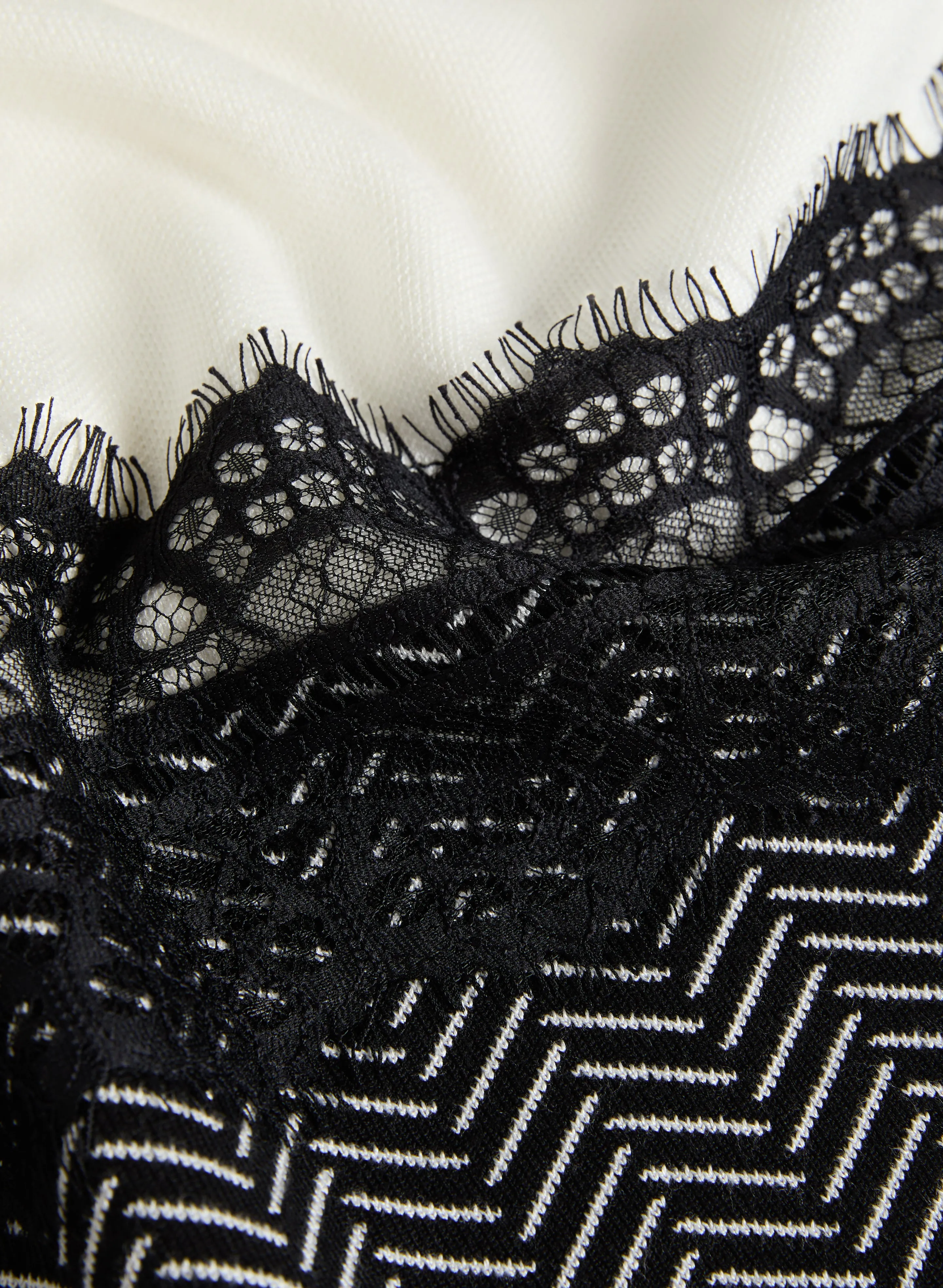 Printed Lace Overlay Sweater