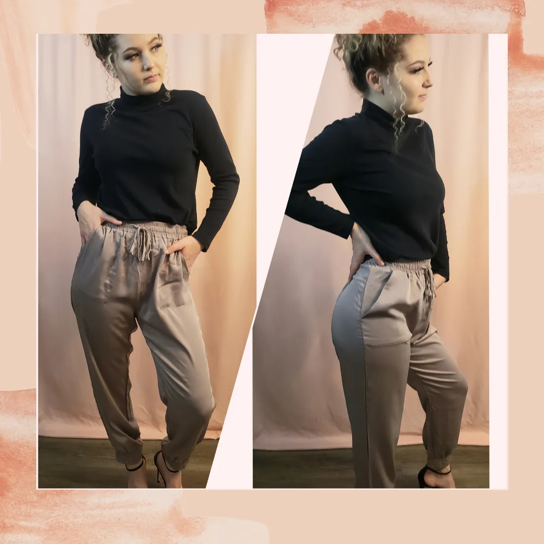 "The Shanimal" (Champagne) Satin Joggers NWT