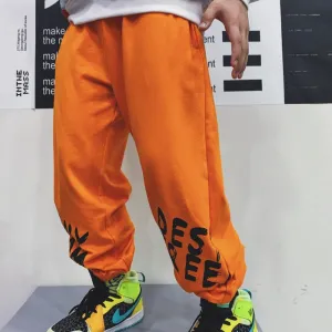 Rap Boys Orange Letter Printed Causal Pants Boys Wholesale