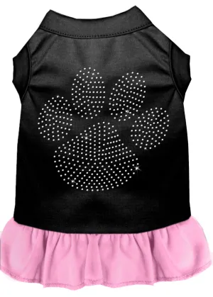 Rhinestone Clear Paw Dress Black With Light Pink Lg