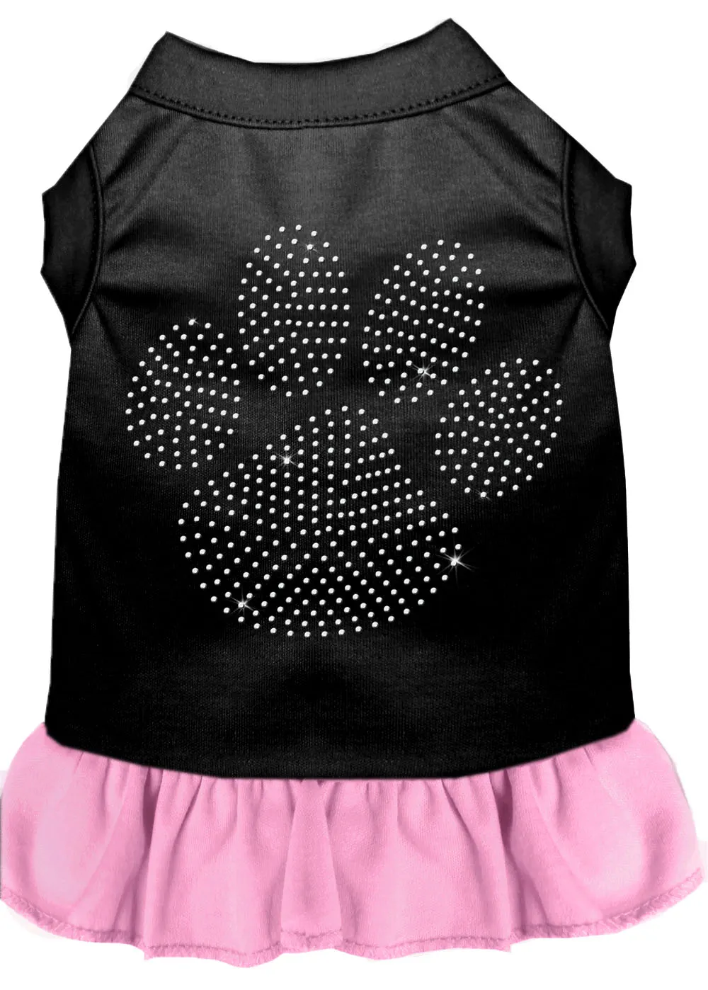 Rhinestone Clear Paw Dress Black With Light Pink Lg