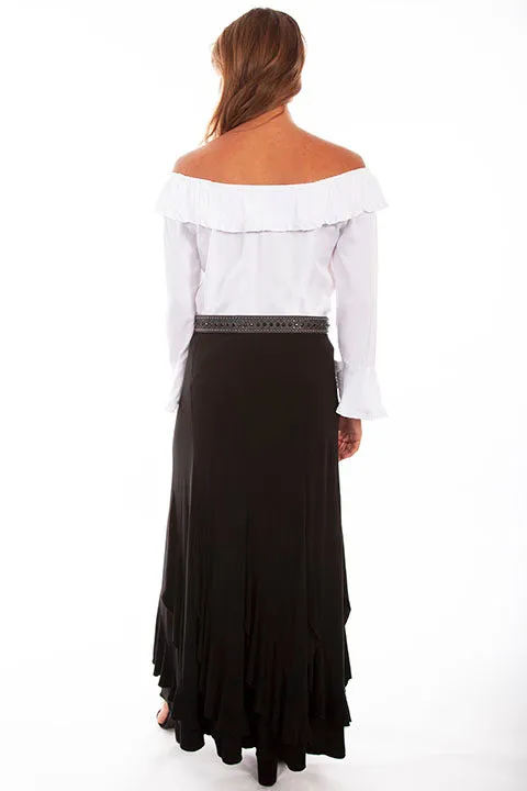 Scully Women's Ruffle Bottom Black Skirt