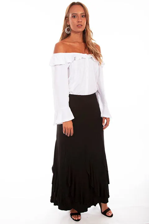 Scully Women's Ruffle Bottom Black Skirt