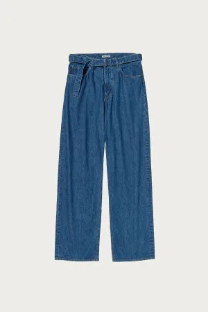 Selvedge Light oz. Denim Belted Pants - Medium Washed Indigo
