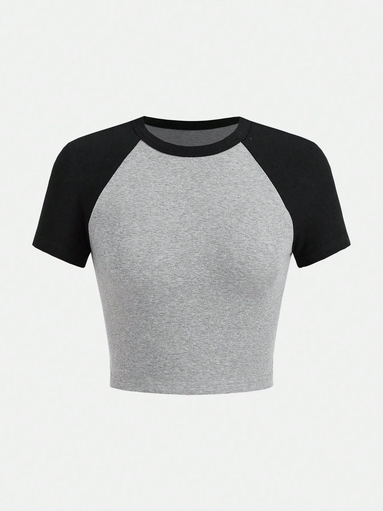 SHEIN BASICS Colorblock Raglan Sleeve Crop Tee