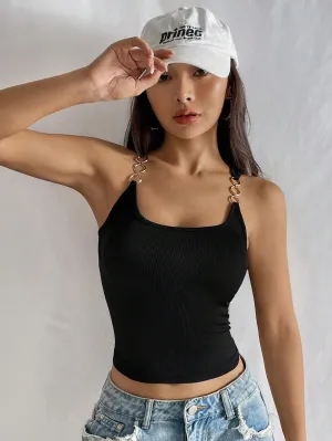 SHEIN EZwear Chain Detail Crop Tank Top