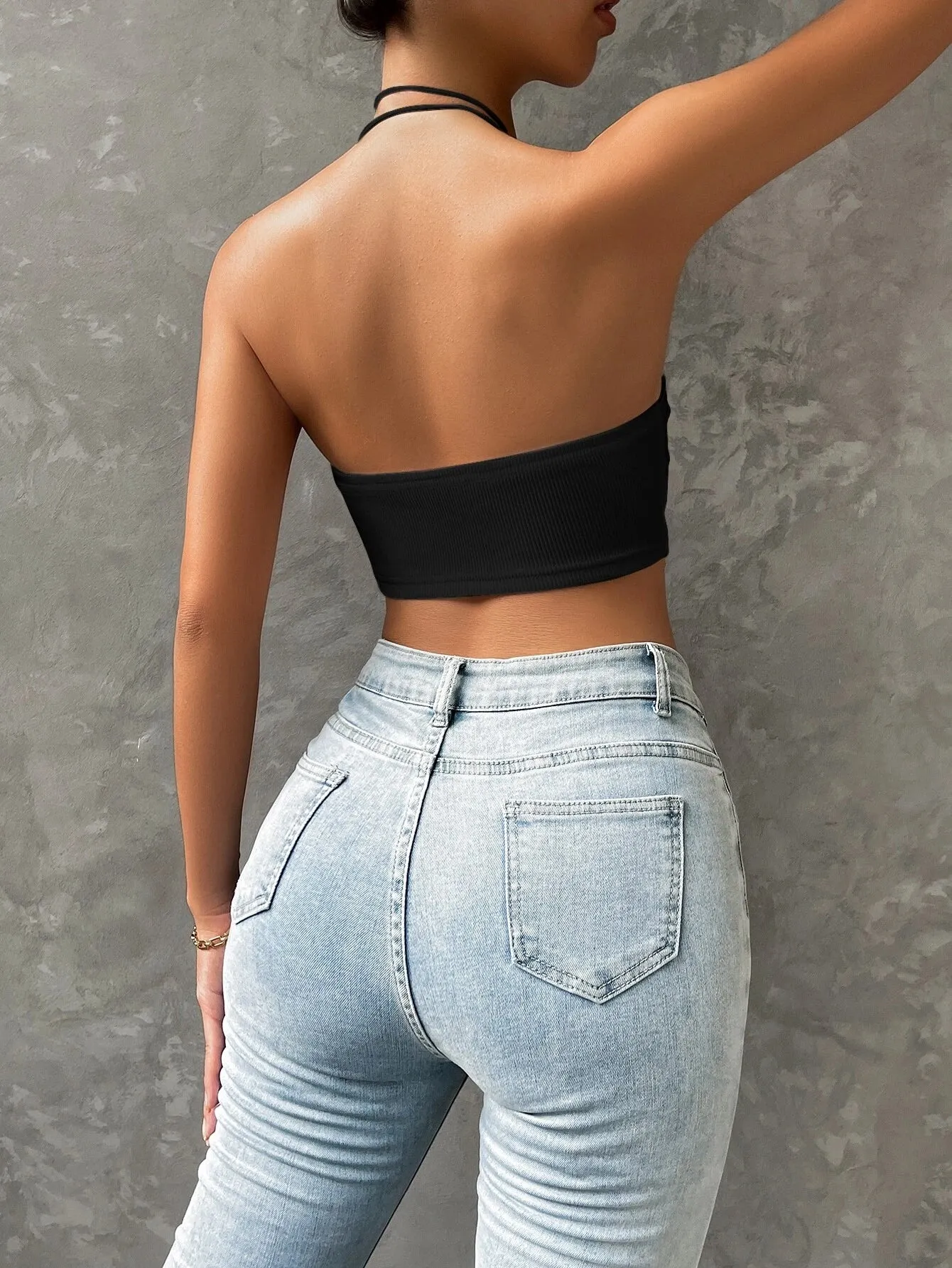 SHEIN ICON Asymmetrical Hem Halter Top