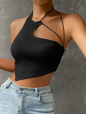 SHEIN ICON Asymmetrical Hem Halter Top