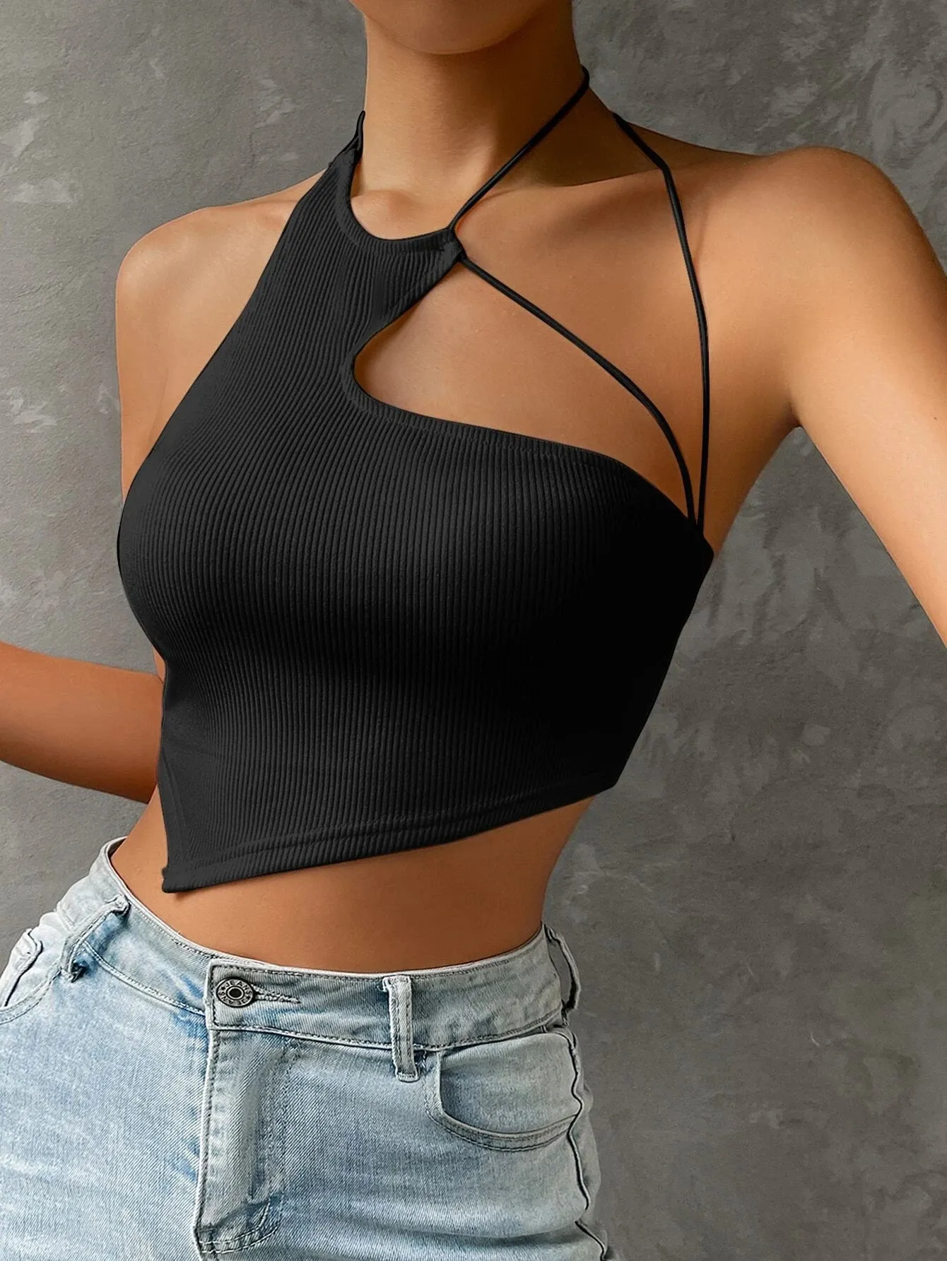 SHEIN ICON Asymmetrical Hem Halter Top