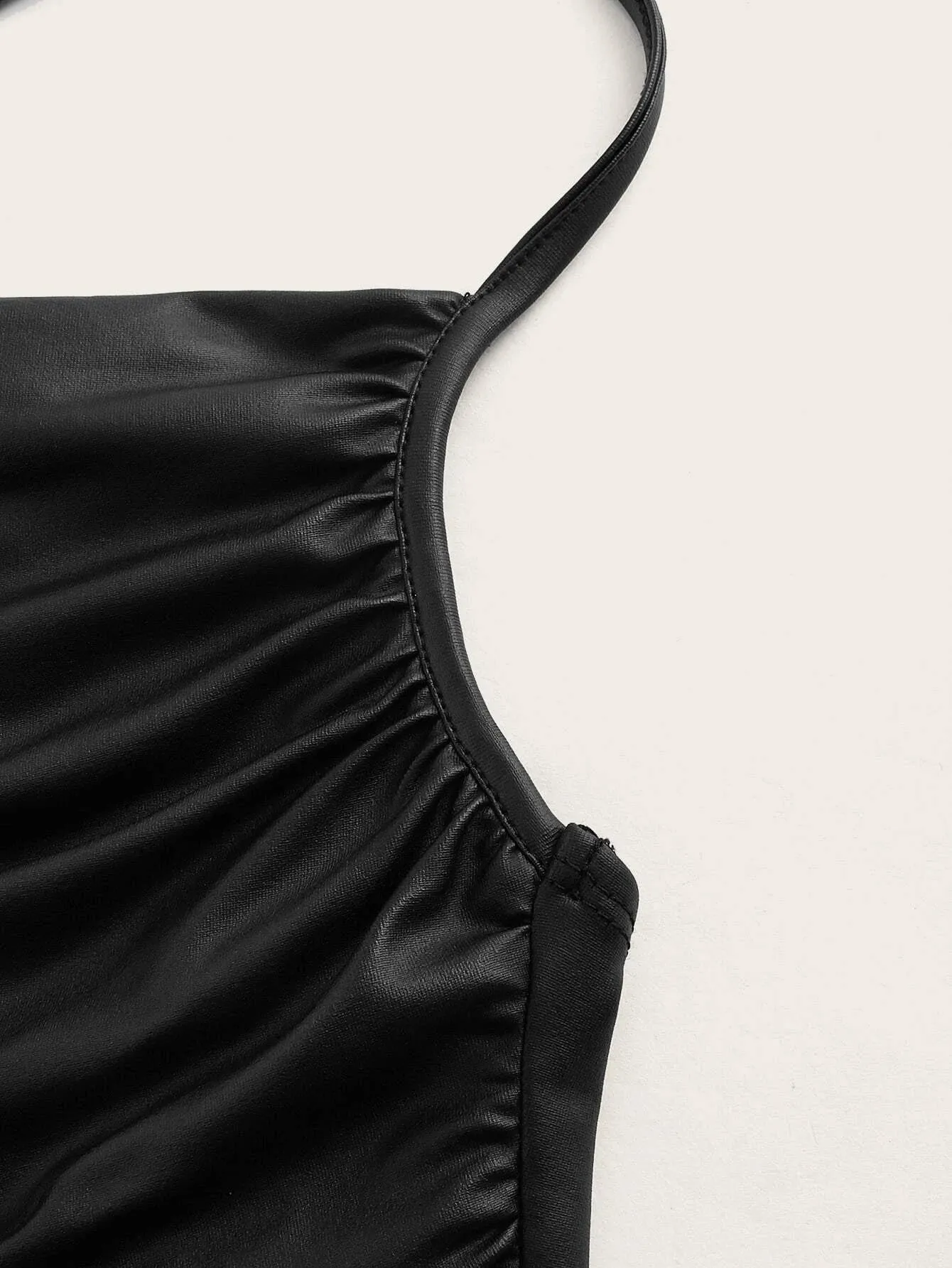 SHEIN ICON Draped Front Crisscross Backless PU Leather Cami Going Out Tops