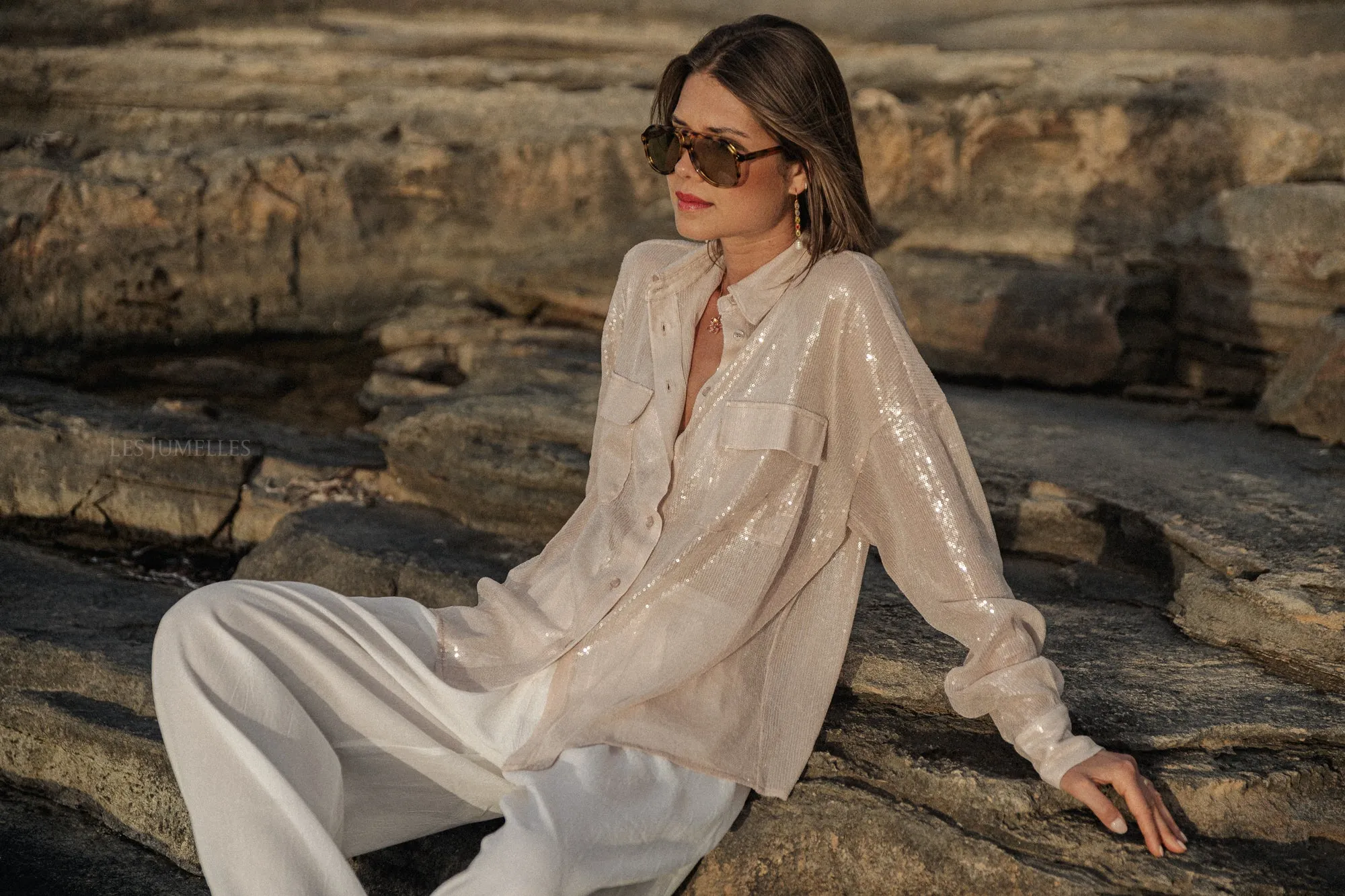 Skylar sequin shirt beige