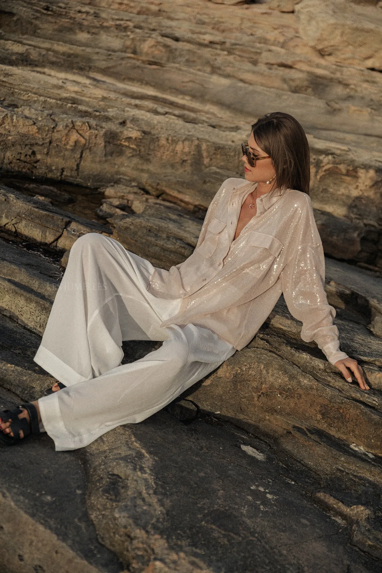 Skylar sequin shirt beige