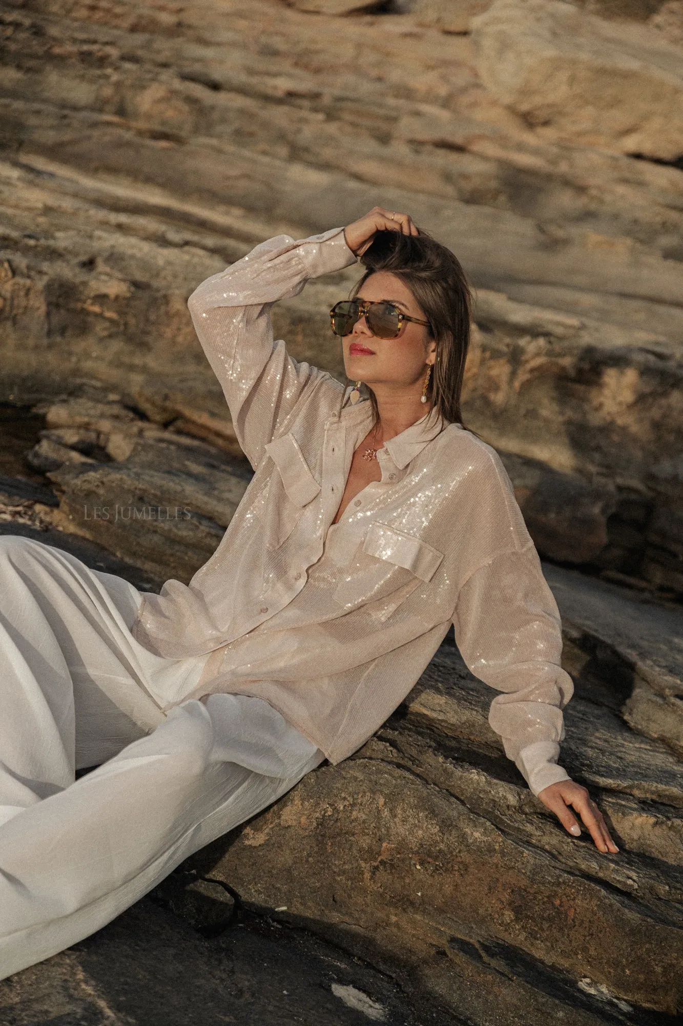 Skylar sequin shirt beige