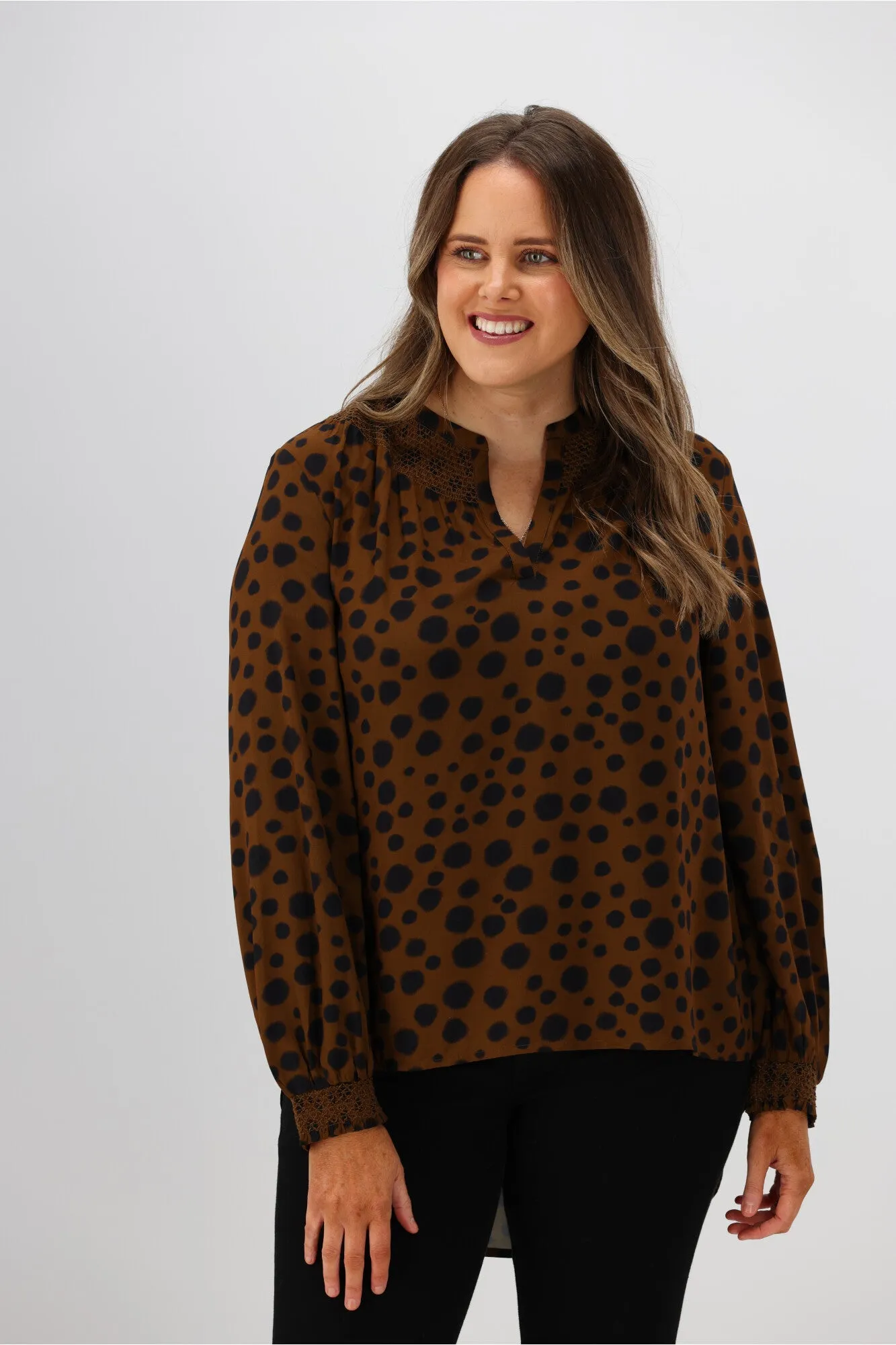 Stella   Gemma Polly Blouse Choco Cheetah