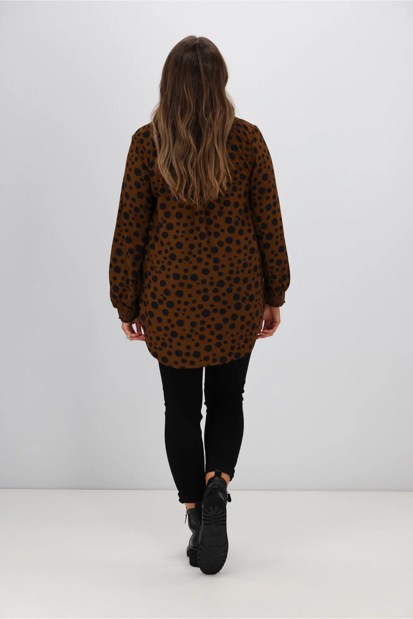 Stella   Gemma Polly Blouse Choco Cheetah
