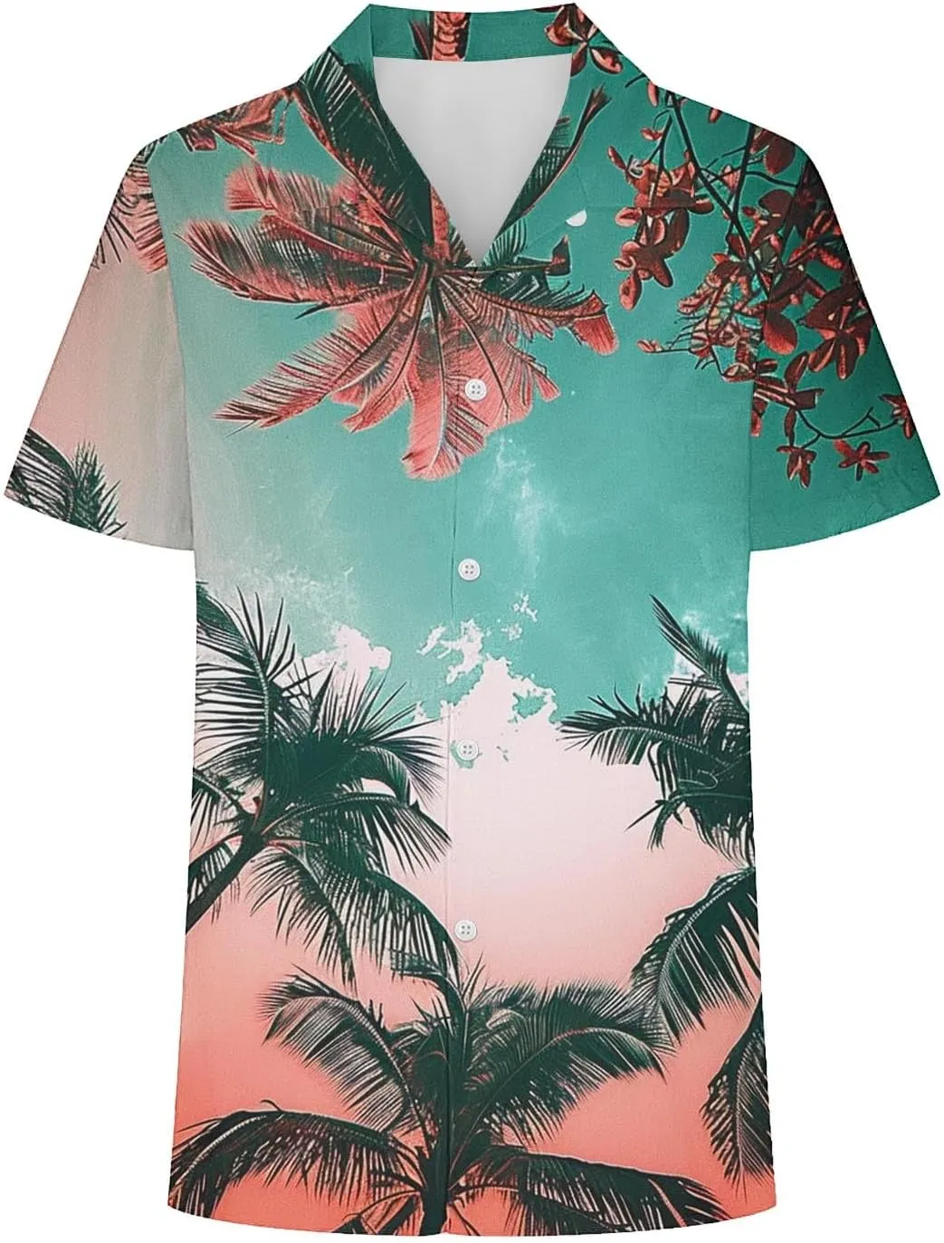 Summer Hawaii Shirts for Women Cool Floral Tropic Print V Neck Tops Button Up T-Shirt Trendy Beach Vacation Blouse
