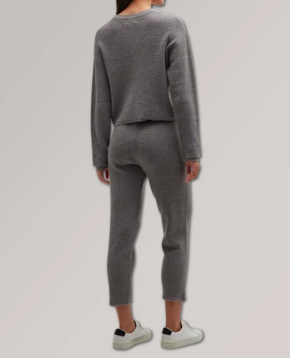 Supersoft Sweater-Knit Waffle Henley Top Dark Heath