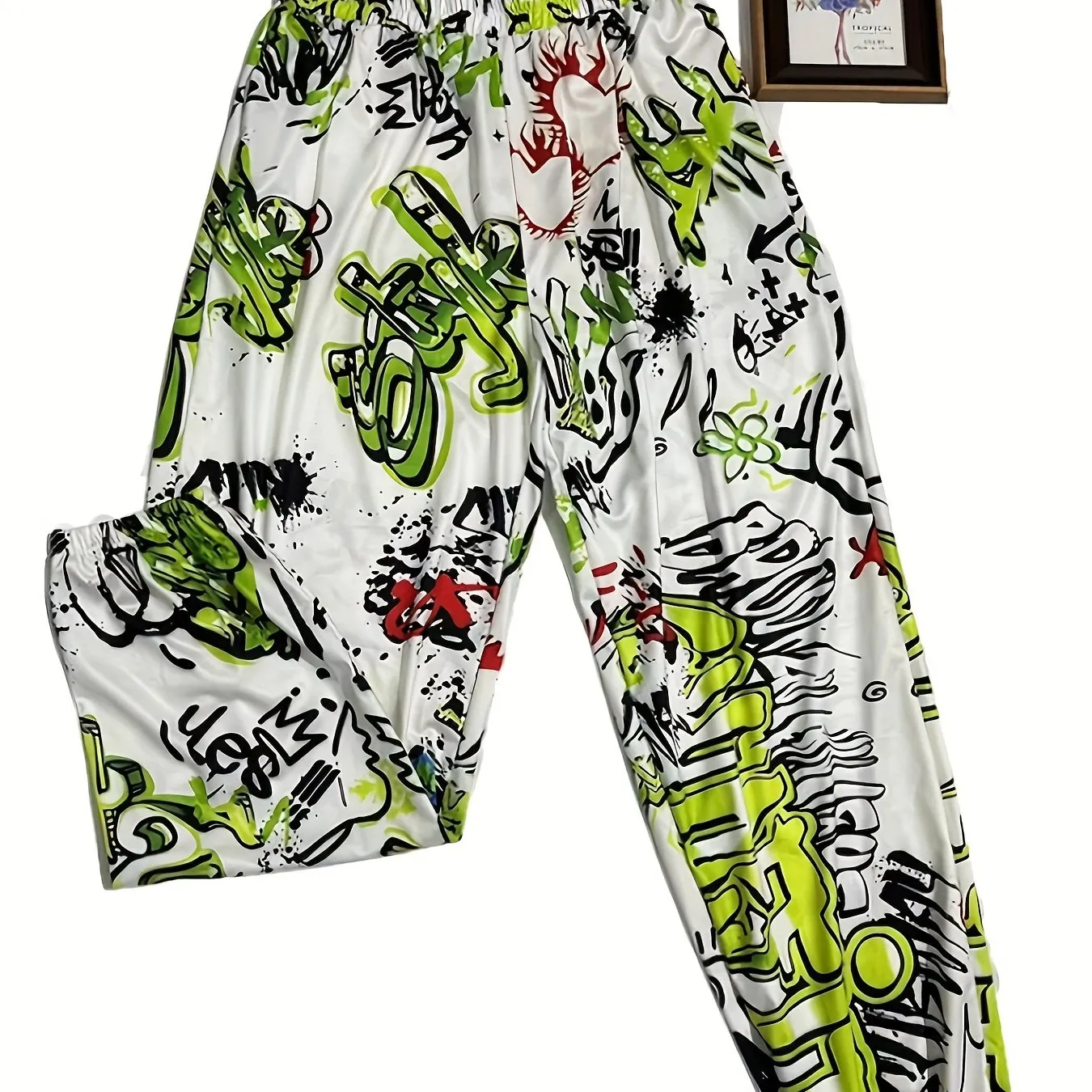 Vibrant Allover Print Joggers - Women's Loose Fit Casual Pants with Elastic Waistband for Spring & Summer - Comfortable, Breathable, and Stylish Clothing