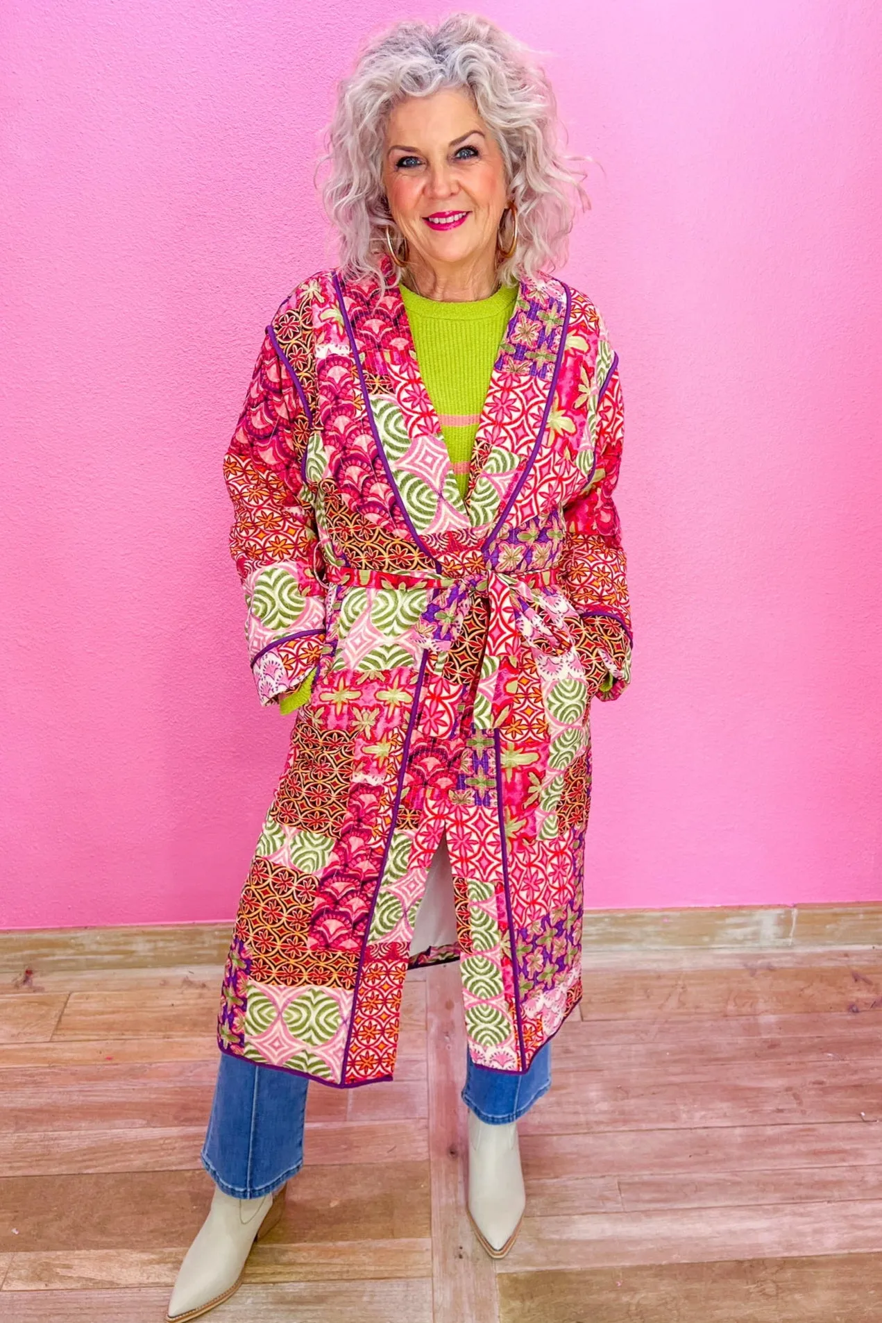 Wishing For You Long Cardigan - Pink Multi