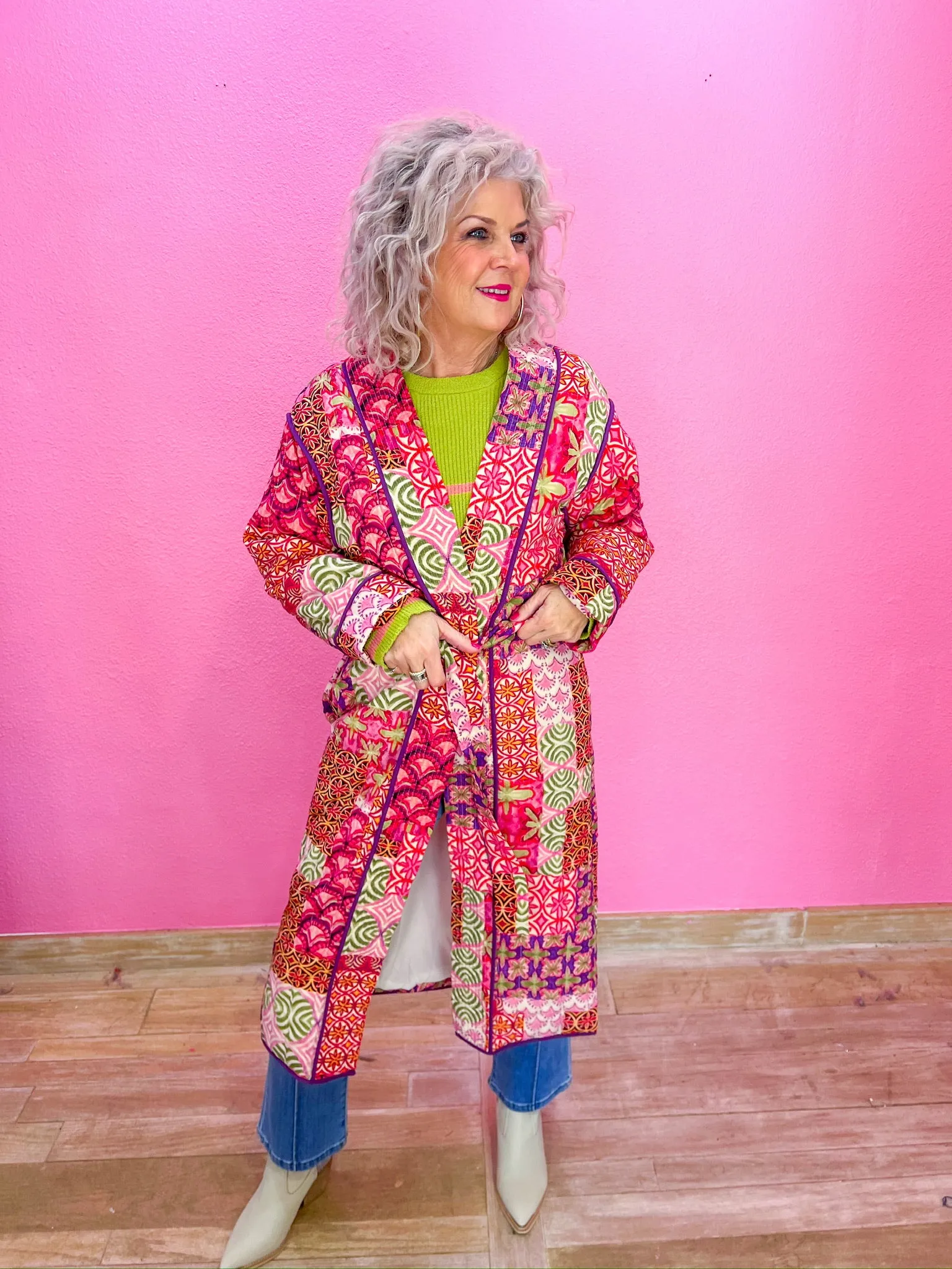 Wishing For You Long Cardigan - Pink Multi