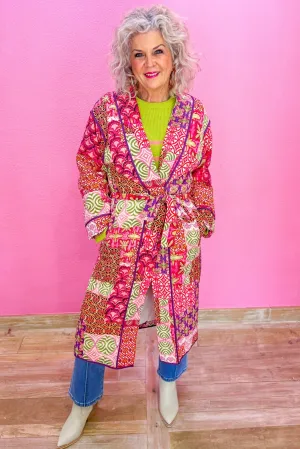 Wishing For You Long Cardigan - Pink Multi